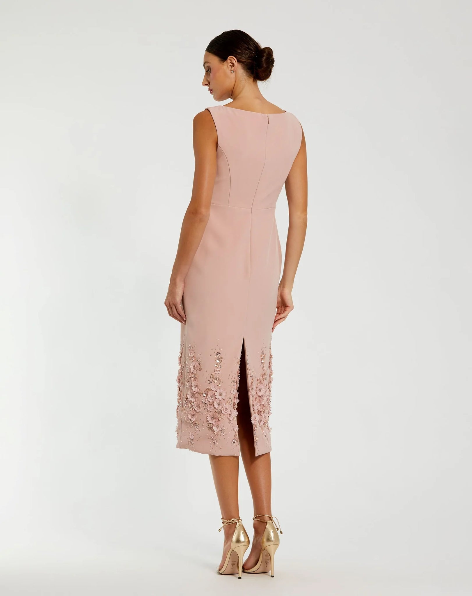 Pink Crepe Sleeveless Midi Dress