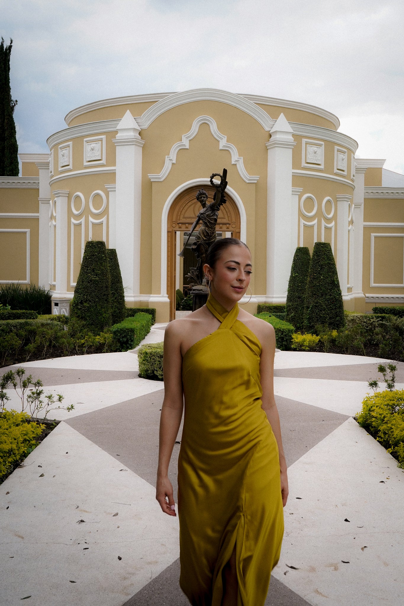 Asymmetrical Crisscross Halter Gown